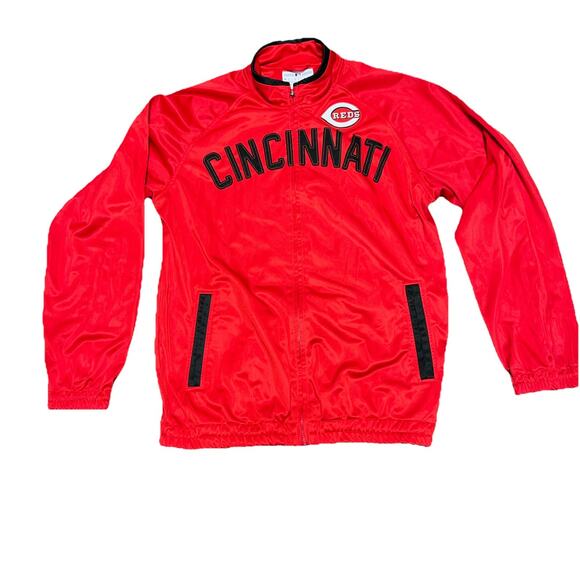 Vintage 90s G-III Cincinnati Reds MLB Full Zip Jacket Mens Red/Black Size Medium - Picture 1 of 10